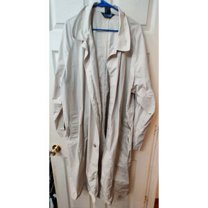 Vintage Lands' End Trench Coat Men's Size XL (46-48) 100% Cotton Button Up Tan